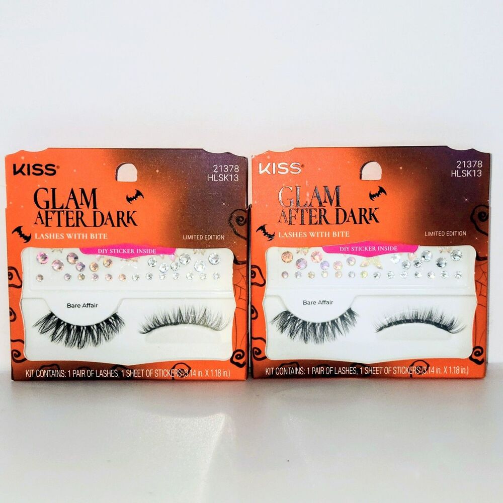 KISS Eyelashes 2 Pair Glam After Dark Limited Edition Face/Eye Gem Stickers NEW